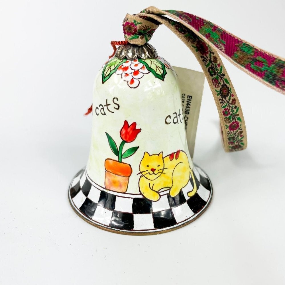 Kelvin Chen Cats on Checkered floor Enameled Bell - Picture 3 of 5